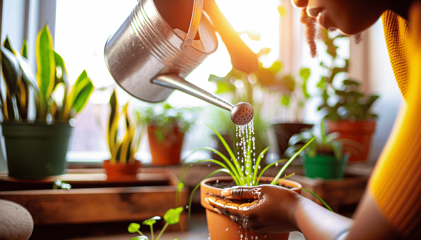 Proper watering techniques for container gardening.