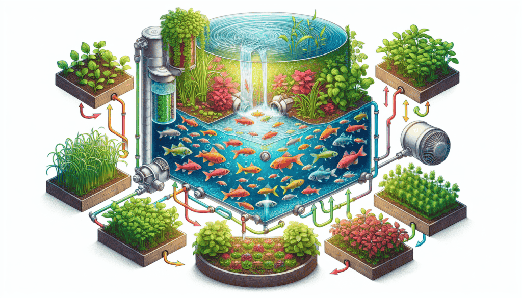 A diagram showing the key components of an aquaponic system.