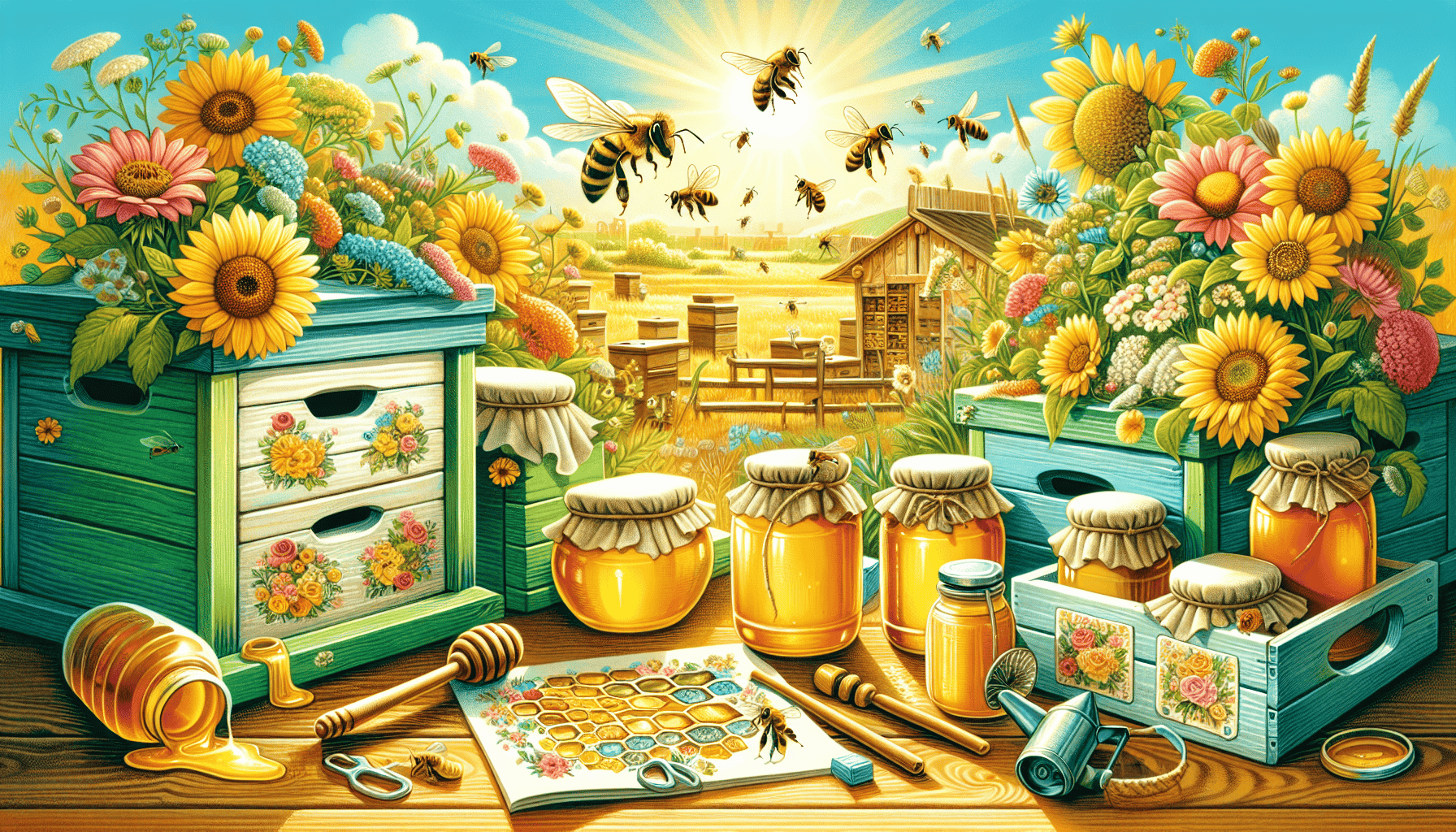 An illustration depicting the essentials of starting a honey business.