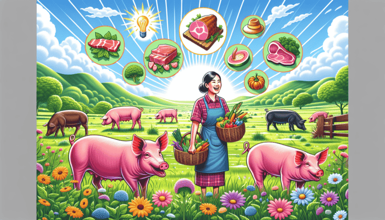 An illustration depicting the benefits of raising pigs for meat.