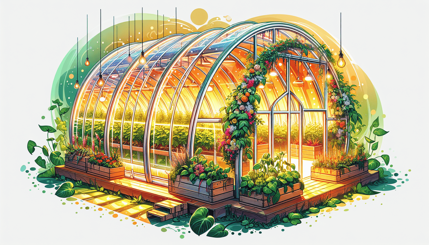 An illustration of enhancing a hoop house, showcasing additional features and improvements.