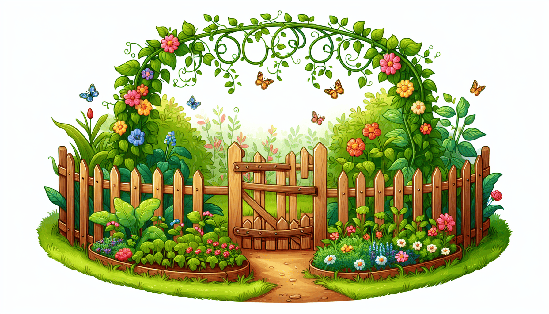 Illustration of a fenced garden to keep groundhogs out.