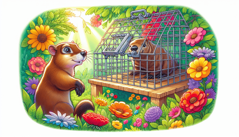 Illustration of humane trapping methods for groundhogs.