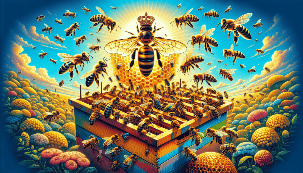 An illustration depicting the Queenright method of queen rearing, showing the setup of a colony.