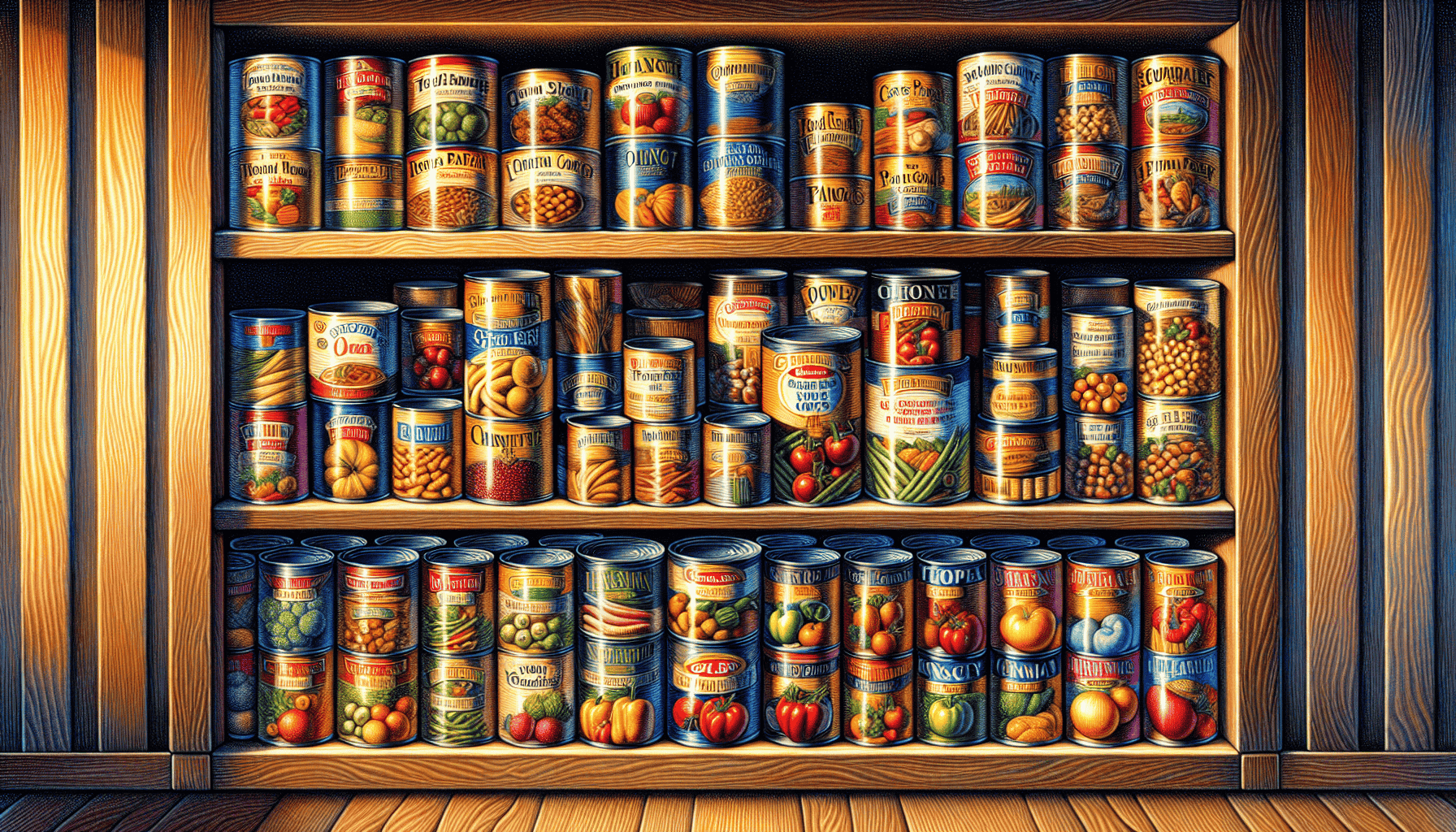 A cartoon image of canned goods for long-term storage.