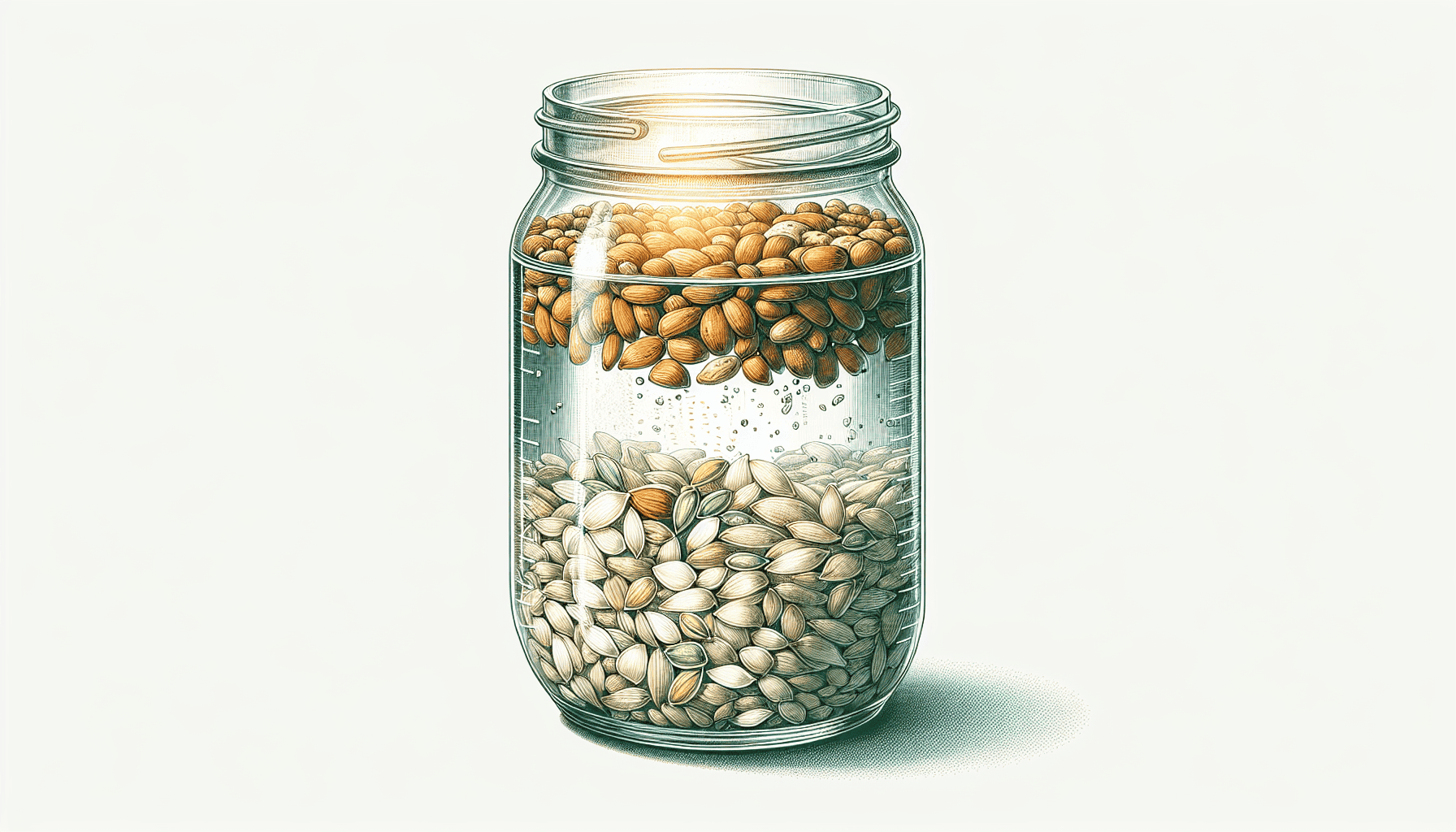 Jar with seeds soaking in water