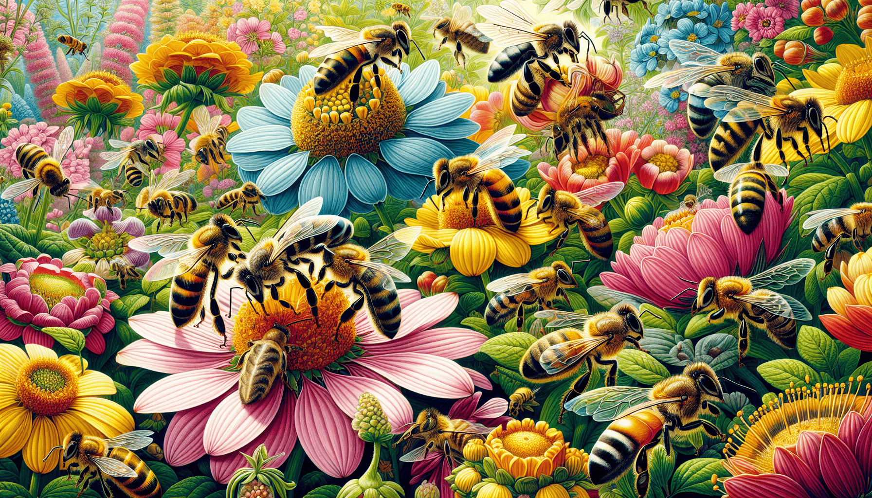 An illustration of various honey bee species, showcasing their distinct features.