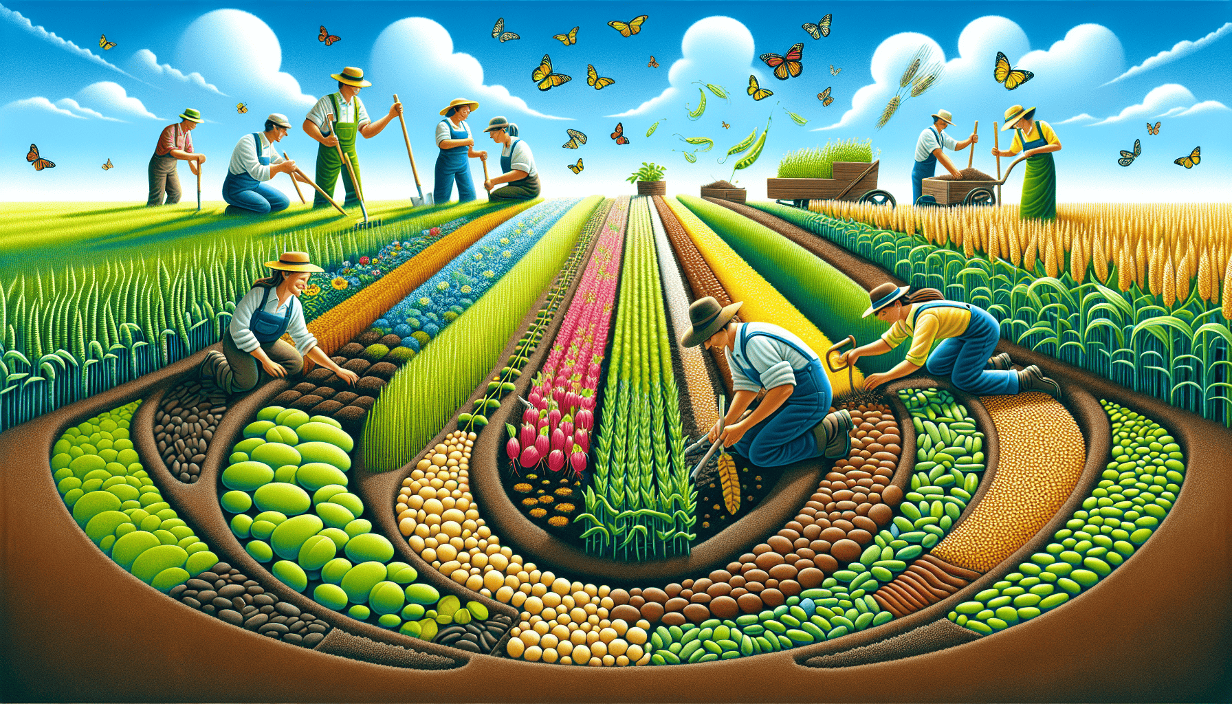 Illustration depicting the integration of cover crops in farming.