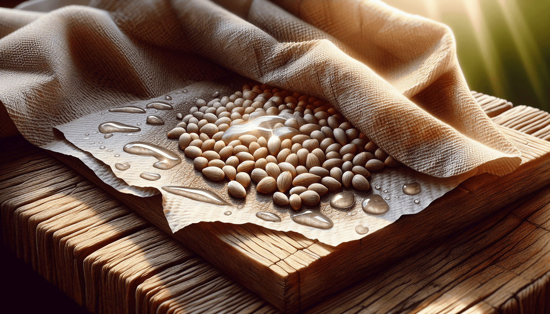 Damp paper towels and seeds