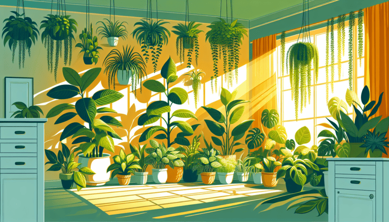 A bright room filled with various houseplants, highlighting their role in maintaining optimal air quality.